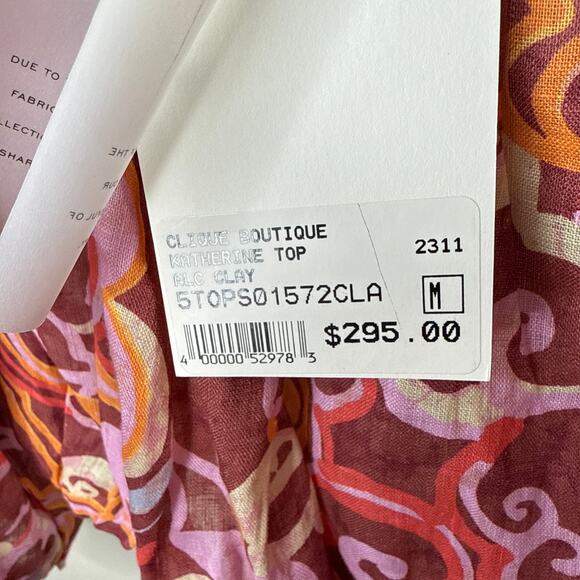 NEW‎ NWT A.L.C. Katherine Printed Off-The-Shoulder Crop Top Medium Linen Resort - Picture 9 of 11